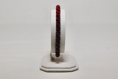 Red and Black Ombre Beaded Kumihimo Bracelet